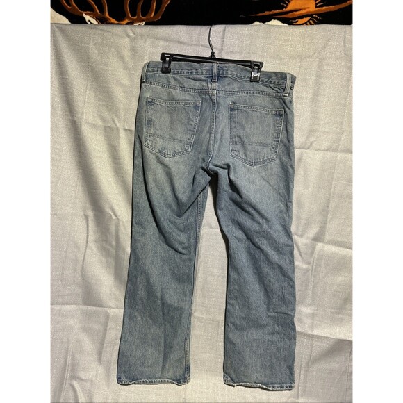 Mens ARIZONA Vintage Distressed Light Wash Original Bootcut Jeans Western  34x29 - Picture 3 of 8